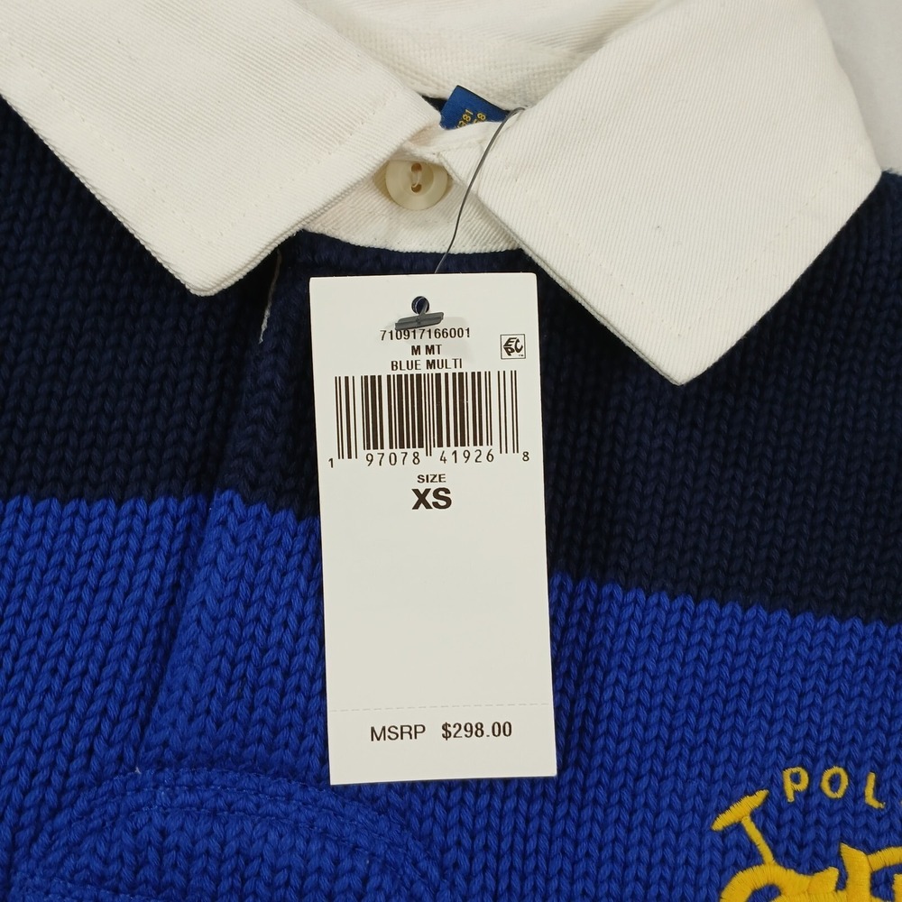 Polo Ralph Lauren Striped Rugby Sweater Mens XS Royal Combo Cotton $298 NEW - Picture 5 of 12